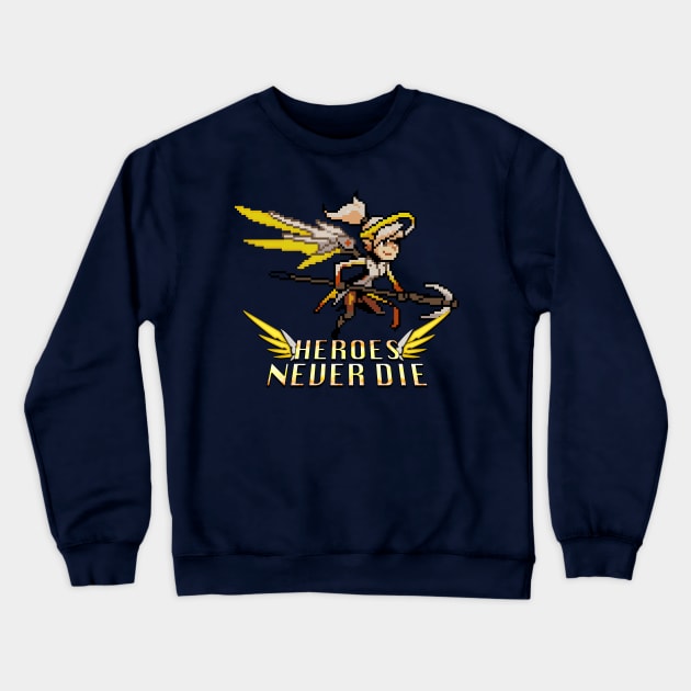 Overwatch - 16-Bit Mercy Quote Crewneck Sweatshirt by wyckedguitarist